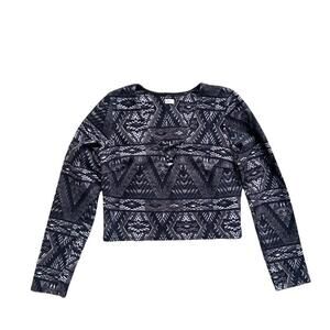 Hollister Aztec Crop Top Long Sleeve Size Large Boho Hippie